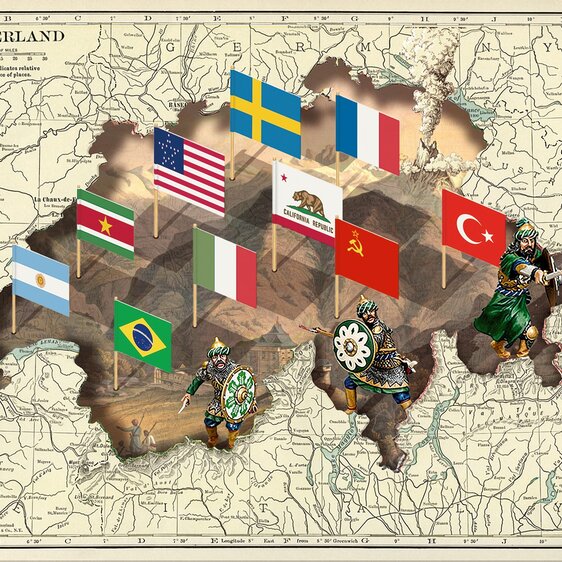 The whole wide world reflected in Swiss place names. Illustration by Marco Heer.