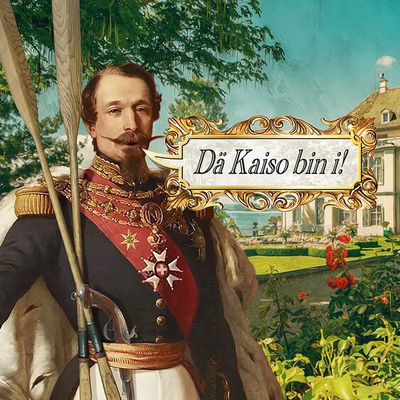 Louis-Napoleon, der spätere Kaiser Napoleon III., wuchs im Thurgau auf und sprach daher fliessendes Schweizerdeutsch. Illustration von Marco Heer.
