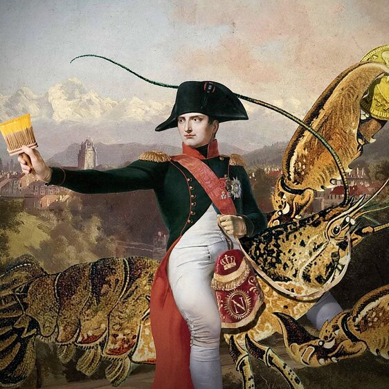 Coloured street signs to help the French army find its way through Bern. Illustration by Marco Heer.