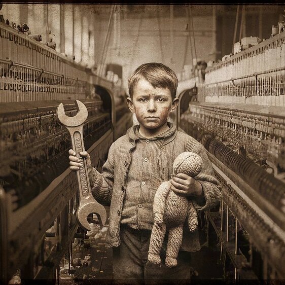 Kinderarbeit war zu Beginn der Industrialisierung Gang und Gäbe. Unter ihren Gegnern und Bekämpfern war Edmund Nüsperli, einer der drei ersten eidgenössischen Fabrikinspektoren. Illustration von Marco Heer.