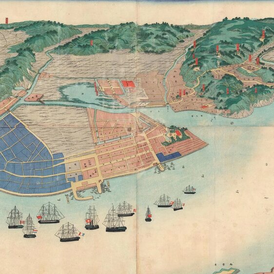 Der Hafen von Yokohama von Sadahide Hashimoto, 1868.