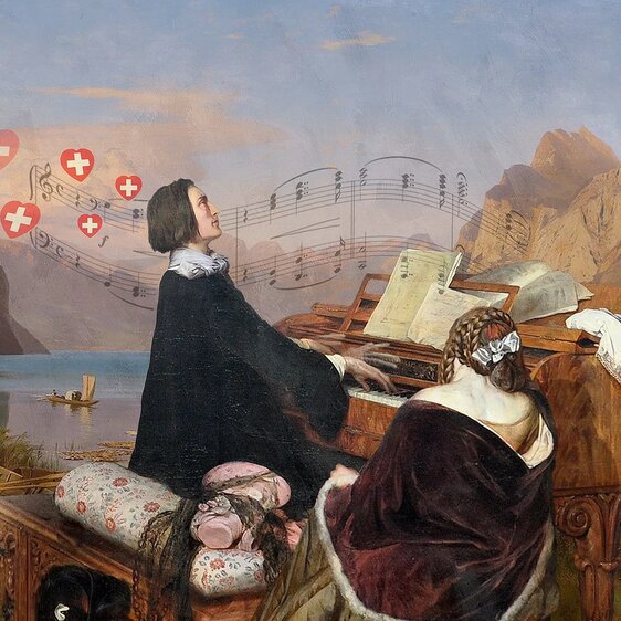 In seinen Melodien hat Franz Liszt auch ein Stück Schweiz verewigt. Illustration von Marco Heer