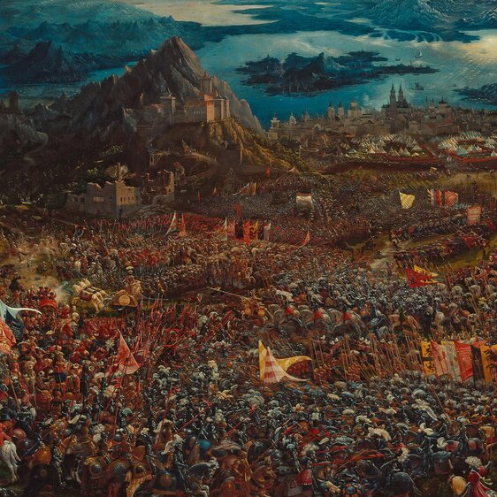 A bold bird’s eye view: the Battle of Alexanderat Issus, painted by Albrecht Altdorfer, 1529.