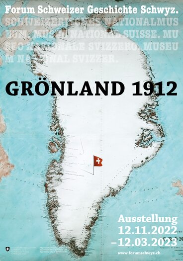 Plakatsujet der Ausstellung «Grönland 1912»  | © © Schweizerisches Nationalmuseum, Grafische Gestaltung durch LDSGN