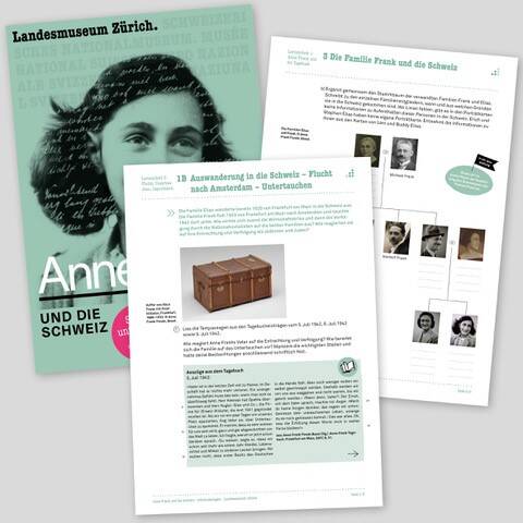 Einblick in die Schuluterlagen der Wechselausstellung "Anne Frank und die Schweiz".