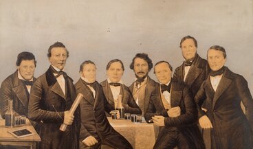 Stampa con uomini a tavola, 1839